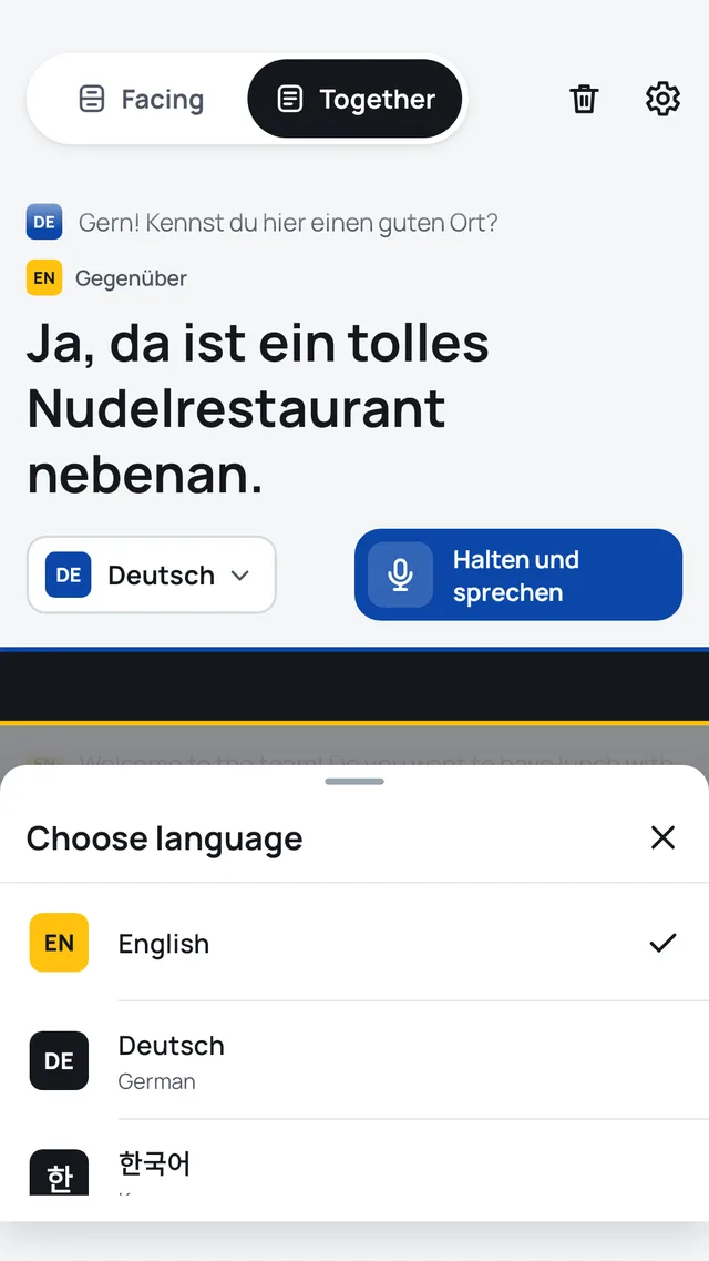 Choosing the other person's language in Saymondo