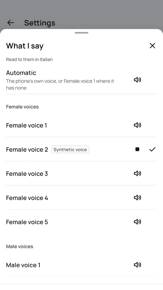 Choosing a reading voice in Saymondo